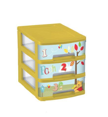 Curver Winnie the Pooh Chest of 3 Drawers - Yellow, 3 x 5 liters