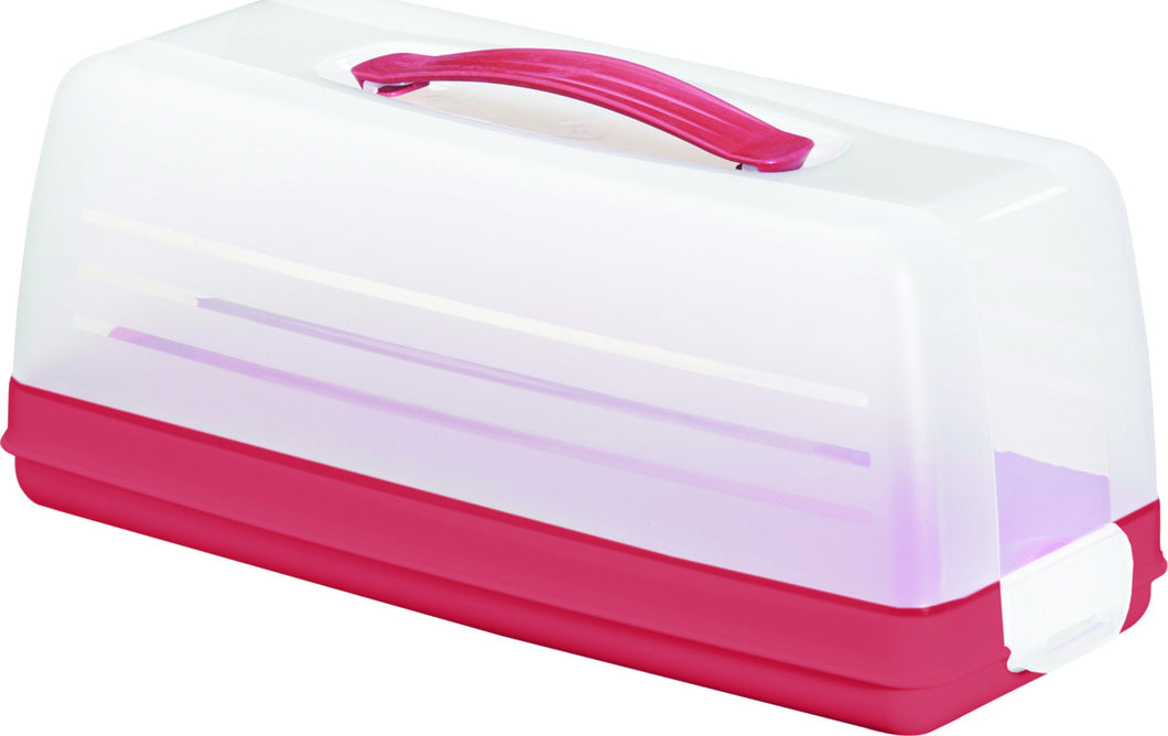 Curver Chef@Home Rectangular Cake Box with Clip on Lid and Handle - Red