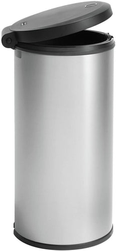 Curver Deco Round Touch Bin with Inner Bucket - 40 Liters, Chrome & Black