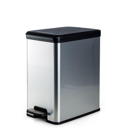 Curver Deco Slim Pedal Bin - 25 Liters, Chrome & Black