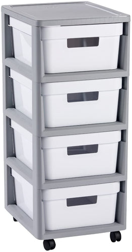 Curver Infinity Drawers with Wheels - Grey & White