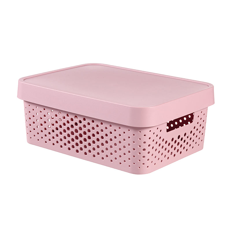 Curver Infinity Dots Storage Box with Lid – 11 Liters, Pink