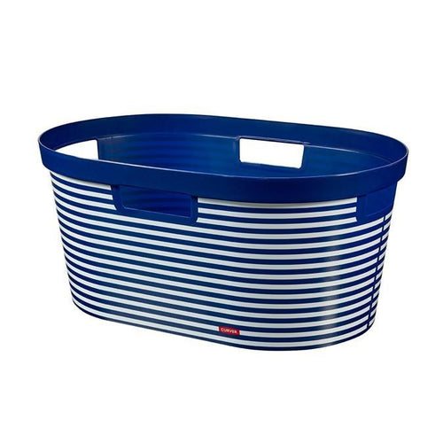 Curver Infinity Striped Laundry Basket - 40 Liters, Blue