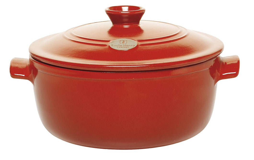 Emile Henry Flame Round Cocotte, 28cm - 5.2 liters, Red