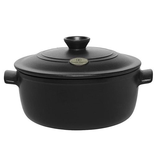 Emile Henry Flame Round Cocotte, 28cm - 5.2 liters, Black or Olive Green