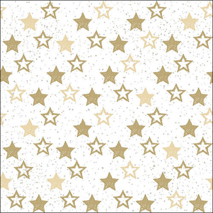 Ambiente Stars All Over White/Gold Napkins - Large