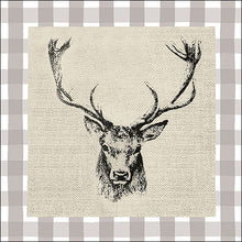 Load image into Gallery viewer, Ambiente Checked Stag Head Brown Napkins - Large
