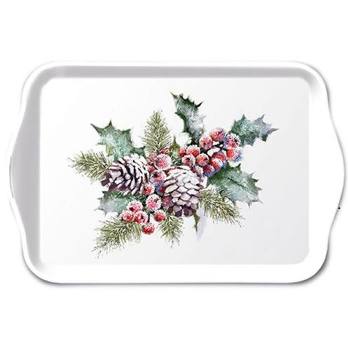 Ambiente Melamine Tray Holly & Berries - 13x21cm