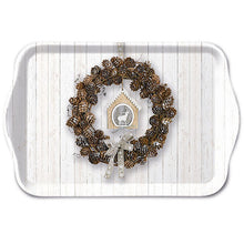 Load image into Gallery viewer, Ambiente Melamine Tray Pine Cone Wreath - 13x21cm
