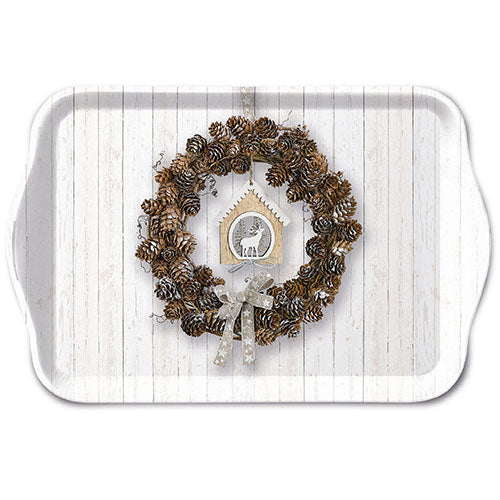 Ambiente Melamine Tray Pine Cone Wreath - 13x21cm