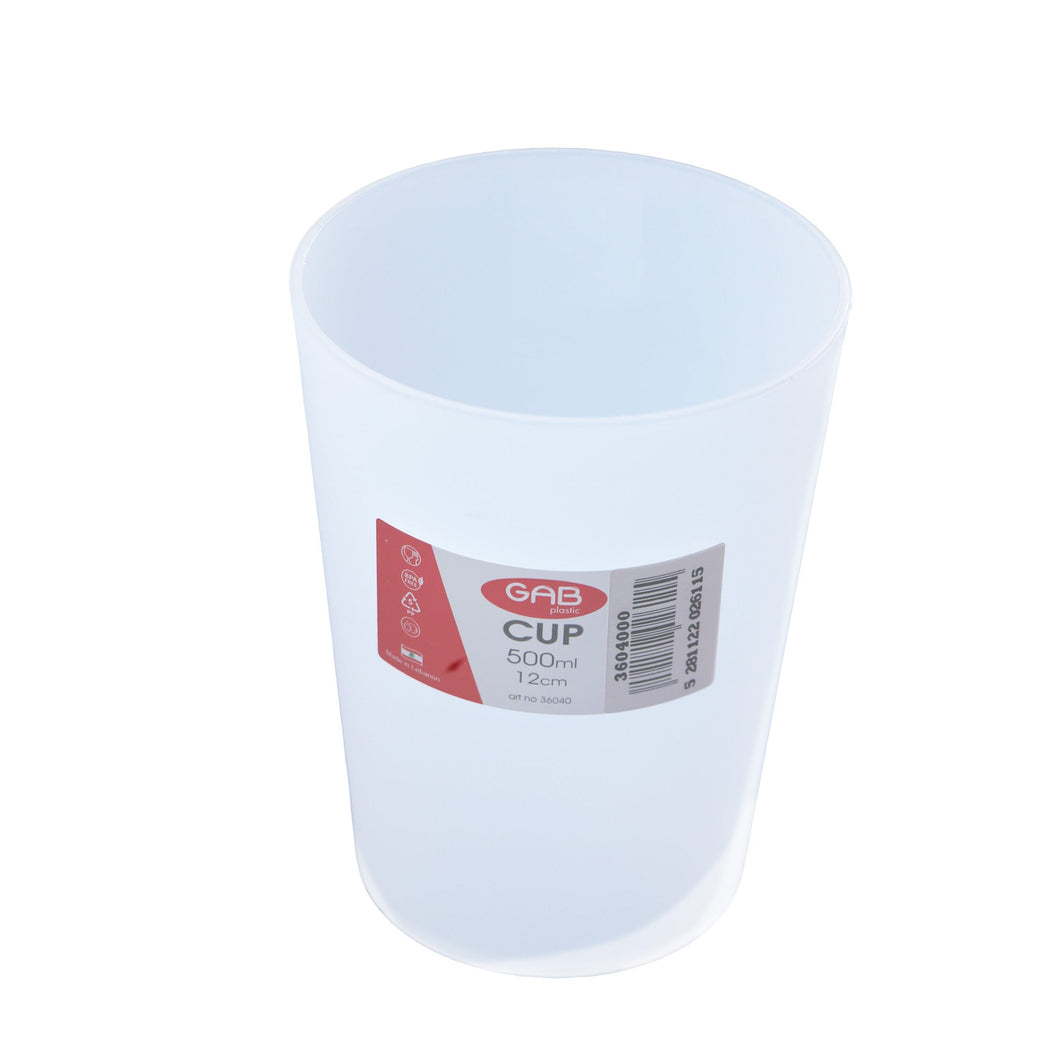 Gab Plastic Reusable Cups, 500ml - Transparent or White