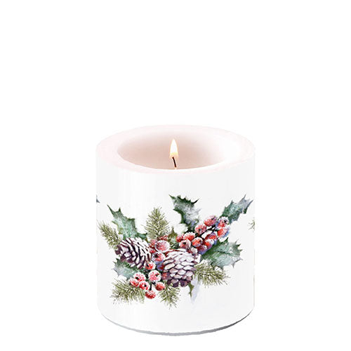 Ambiente Christmas Candle Holly & Berries - Unscented