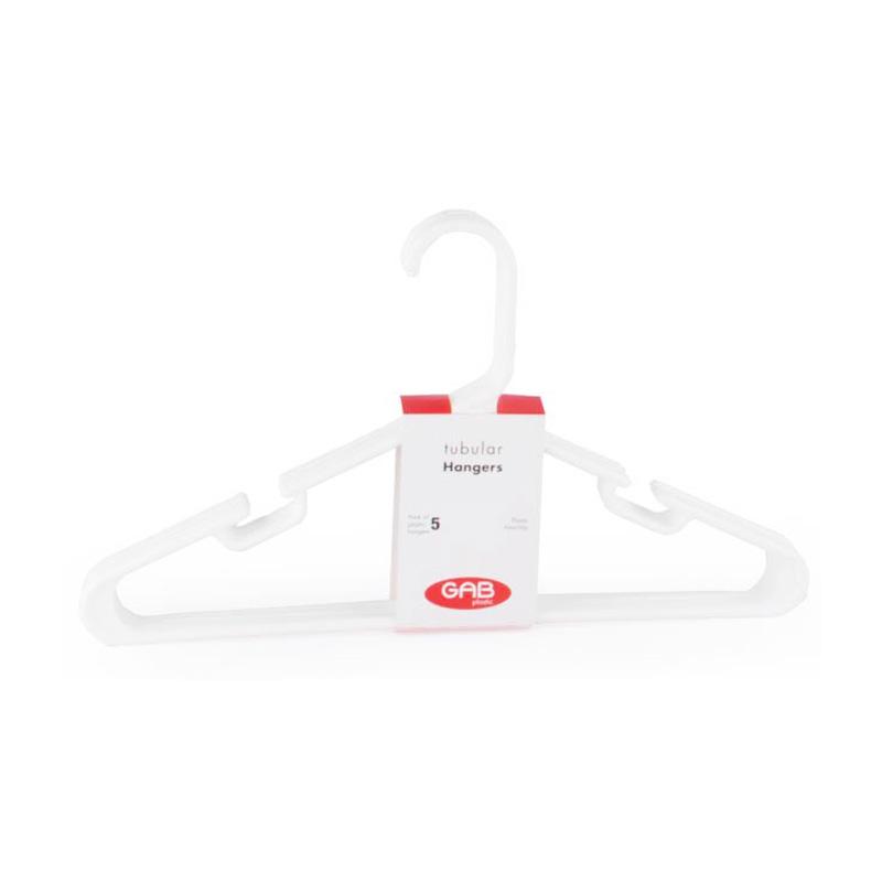 Gab Plastic Set of 5 Adult Hangers - White