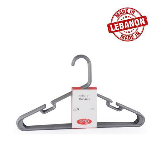 Gab Plastic Set of 5 Adult Hangers - Grey