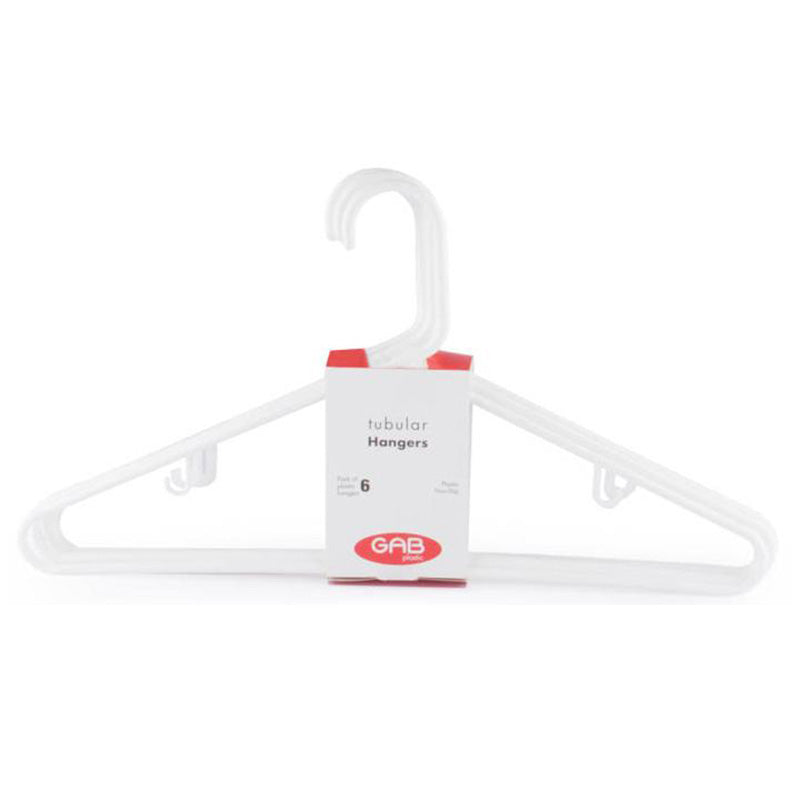 Gab Plastic Set of 6 Standard Adult Hangers - White