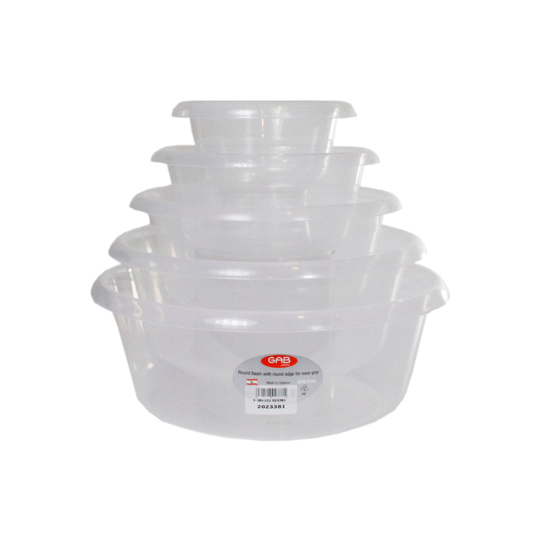 Gab Plastic Set of 5 Round Basins - Transparent