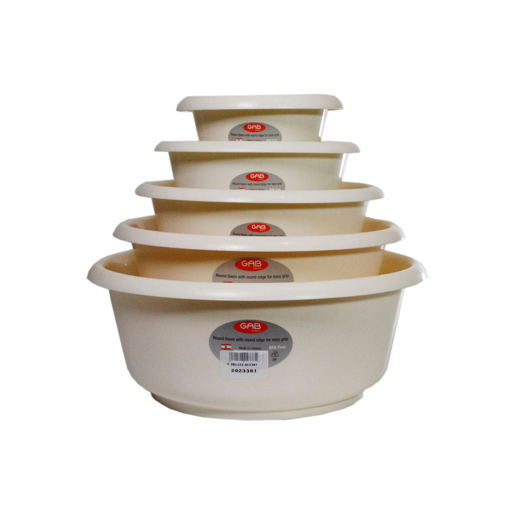 Gab Plastic Set of 5 Round Basins - Beige