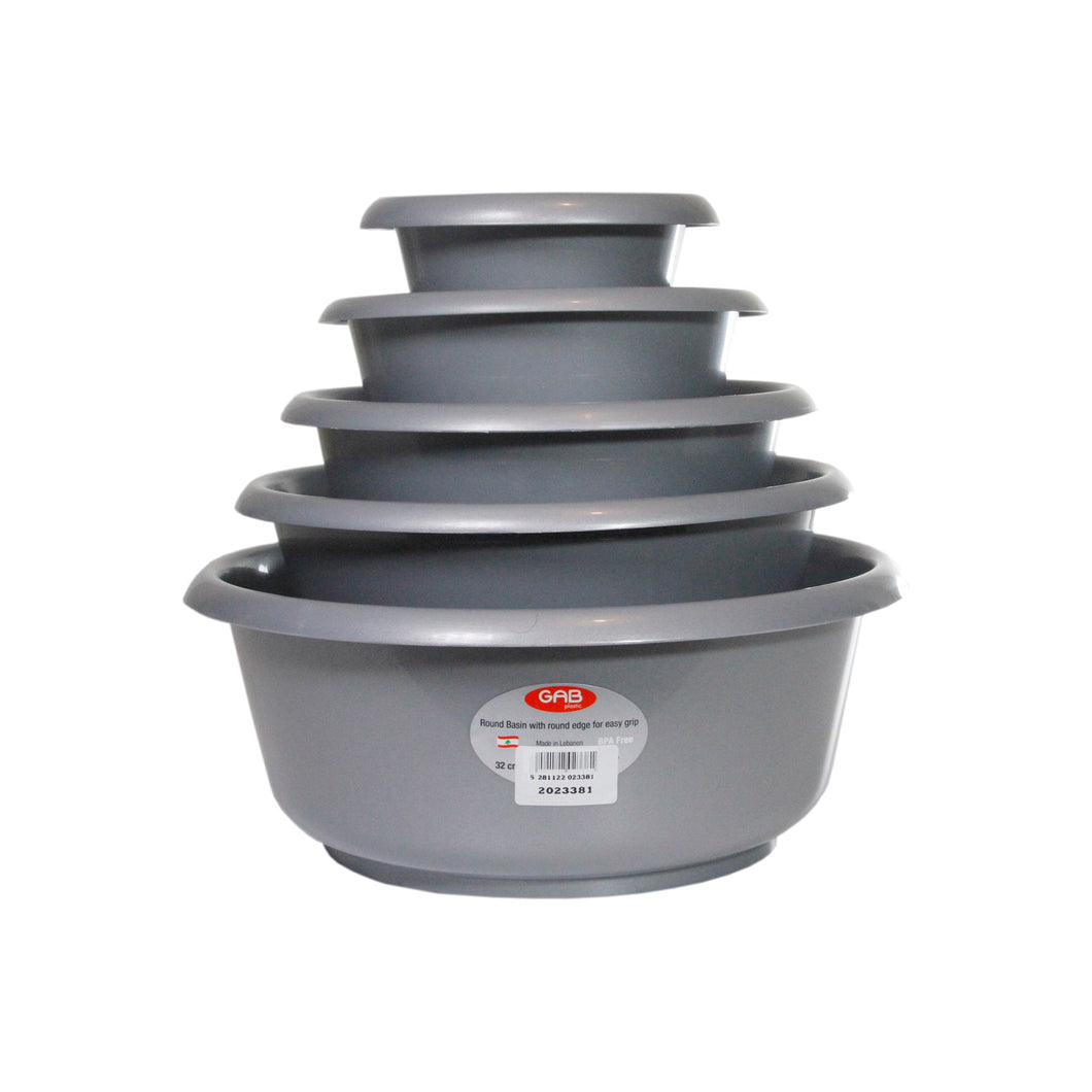 Gab Plastic Set of 5 Round Basins - Silver