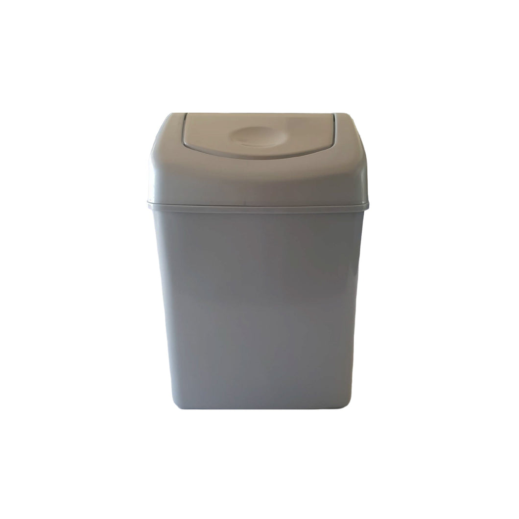Gab Plastic Waste Bin with Swinging Lid - 6 Liters, Silver