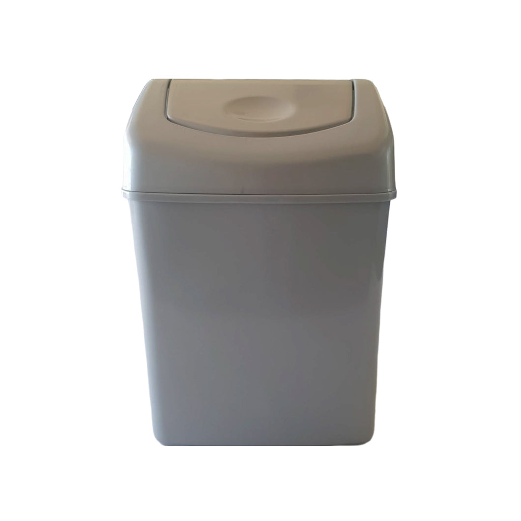 Gab Plastic Waste Bin with Swinging Lid - 8 Liters, Silver