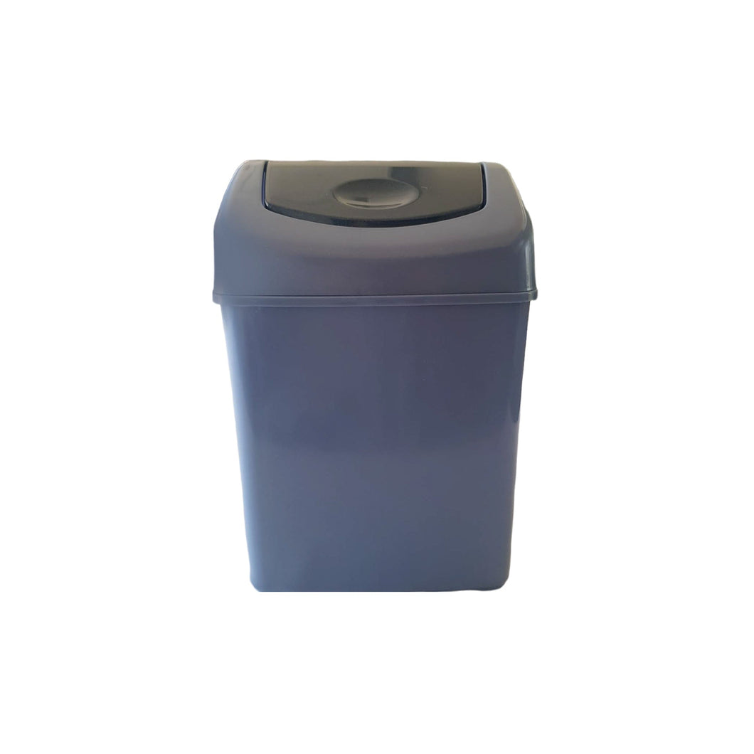 Gab Plastic Waste Bin with Swinging Lid - 6 Liters, Light Blue