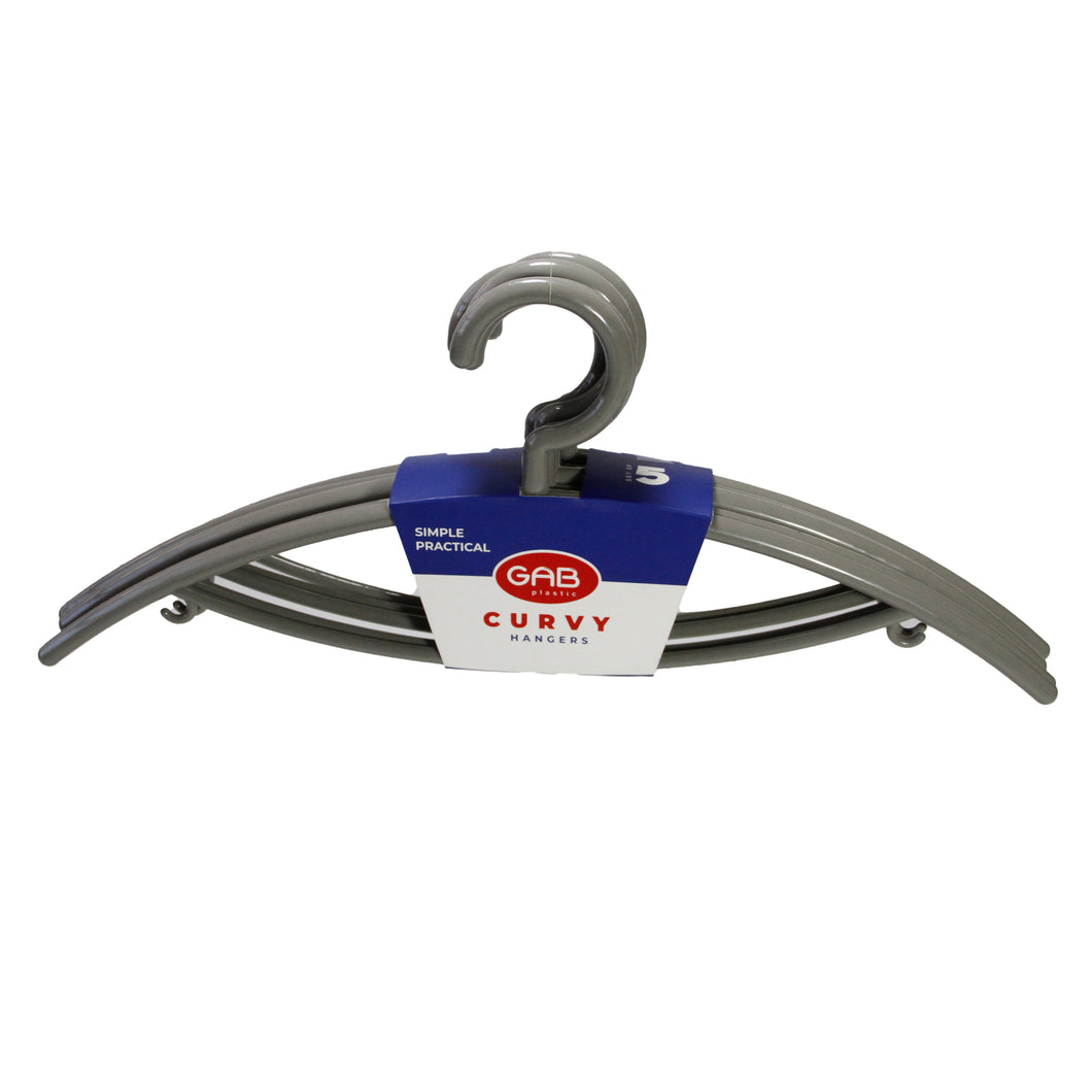 Gab Plastic Curvy Set of 5 Adult Hangers - Greige