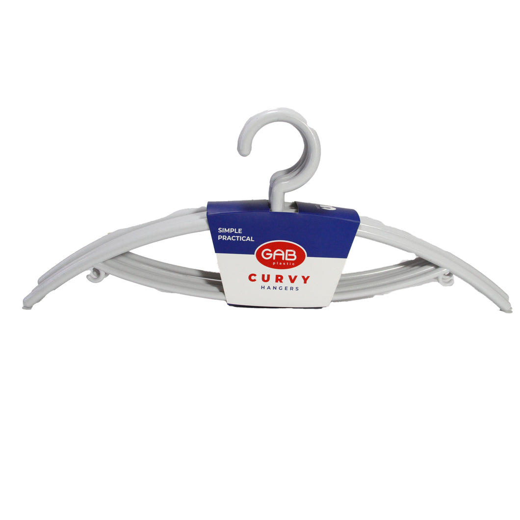 Gab Plastic Curvy Set of 5 Adult Hangers - Light Grey