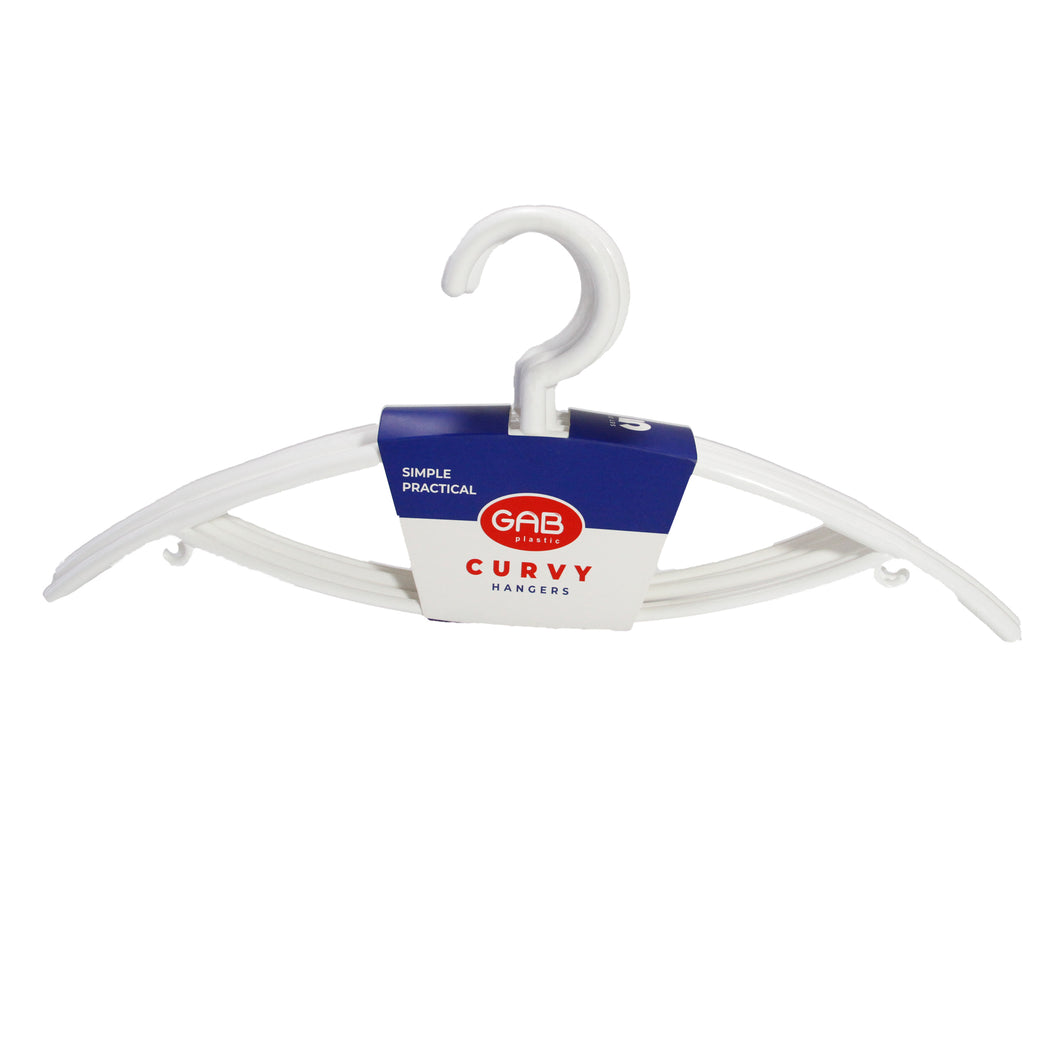 Gab Plastic Curvy Set of 5 Adult Hangers - White