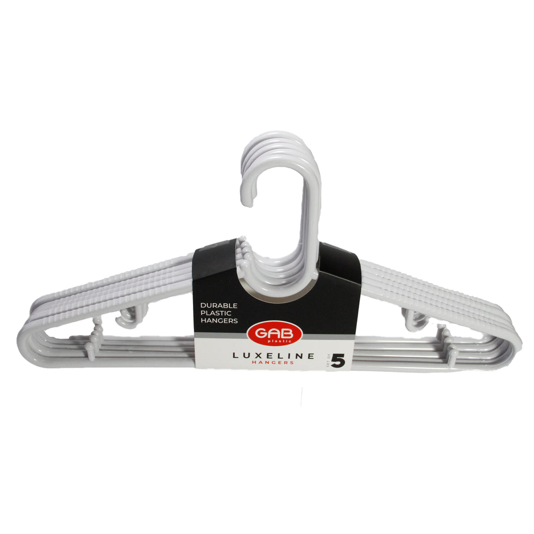 Gab Plastic Luxeline Set of 5 Adult Hangers - Light Grey