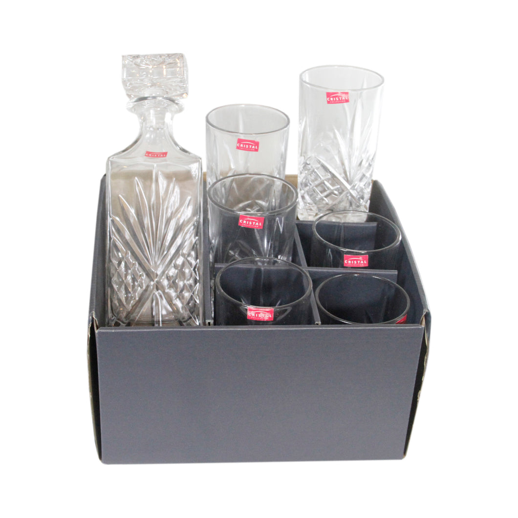 Cristal Collection Siena Whiskey Bar Set & Gift Box, includes Whiskey Decanter