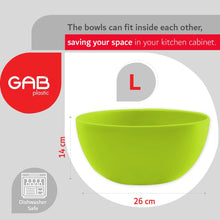Load image into Gallery viewer, Gab Plastic Set of 2 Bowls, 19cm &amp; 26cm - Lime Green
