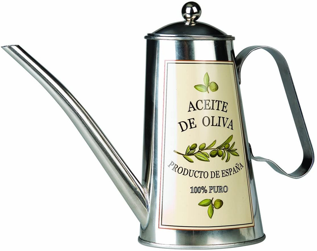 Ibili Rustic Stainless Steel Oil Can with Long Spout Aceite de Olivia – 500ml