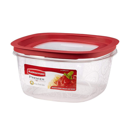 Rubbermaid Premier Easy Find Lids Food Storage Containers -14 Cups, Red