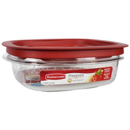 Rubbermaid Premier Easy Find Lids Food Storage Containers -3 Cups, Red