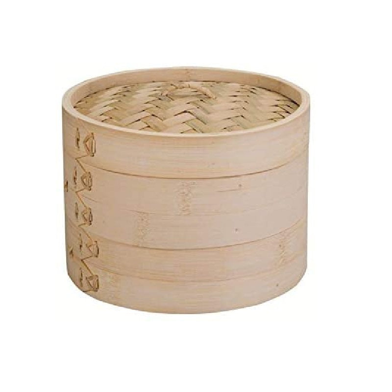 Ibili 2-Tier Bamboo Steamer with Lid, 20cm