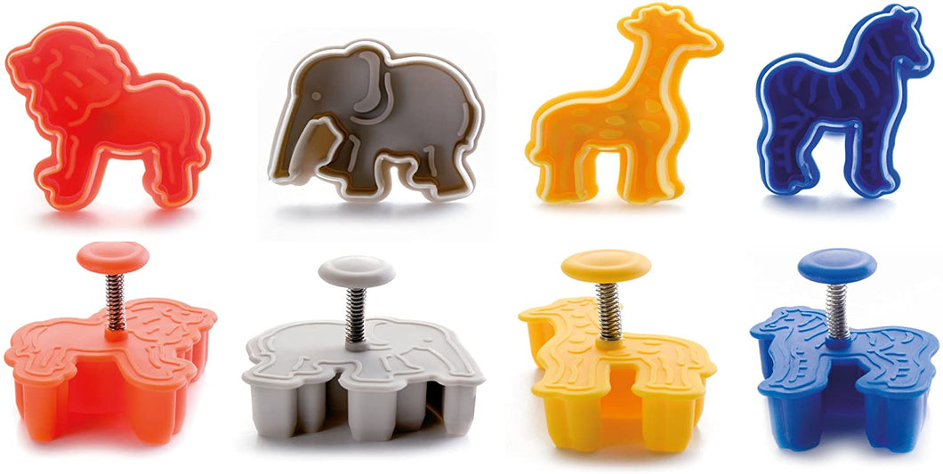 Ibili Safari Animals Cookie Cutter with Ejectors, Set of 4
