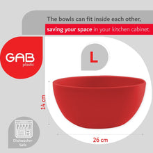 Load image into Gallery viewer, Gab Plastic Set of 2 Bowls, 19cm &amp; 26cm - Red

