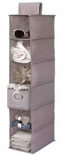 Cosatto Twill 6-Shelf & Drawer Hanging Organizer - 15 x 30 x 84cm, Grey or Mocha