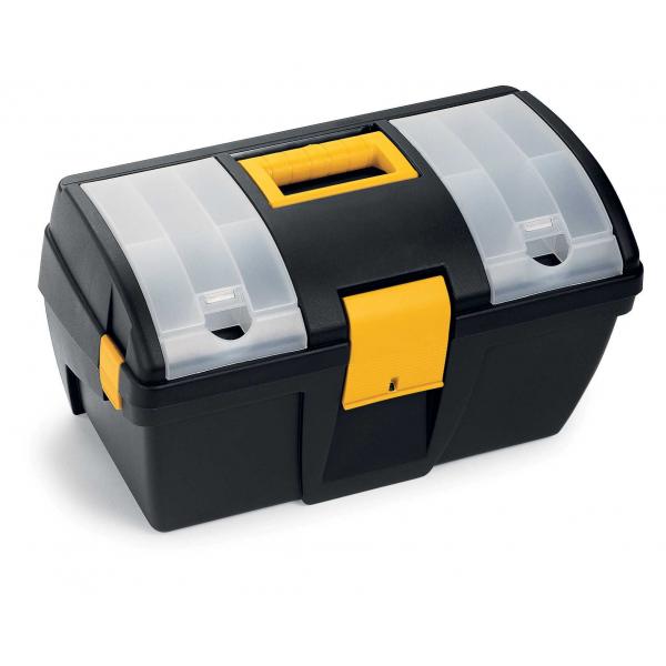 Terry Club Tool Box with Removable Tray and Organizer, Black