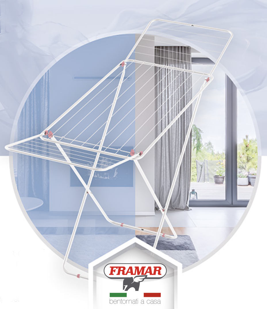 Framar Levante Metal Clothes Drying Rack - 18 meters, White