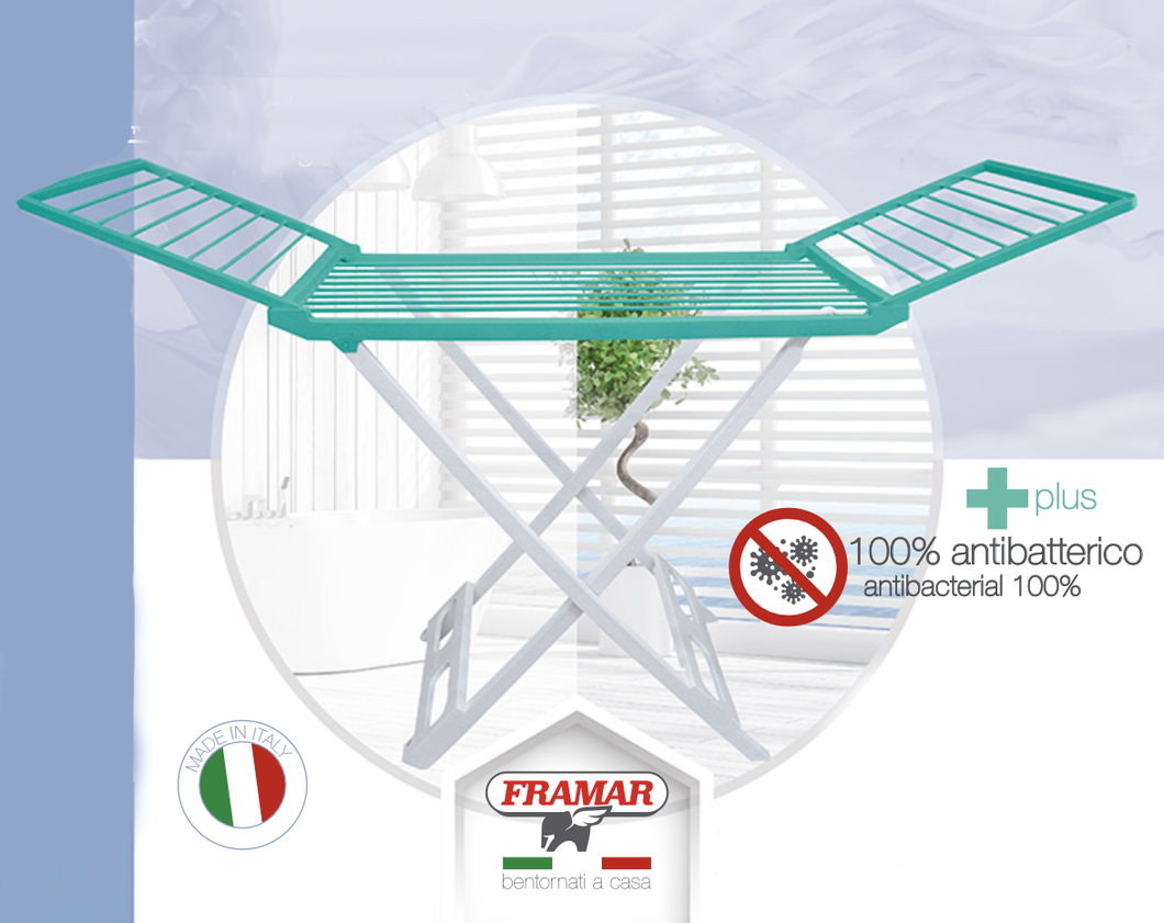 Framar Levante Plast Anti-Bacterial Clothes Drying Rack - 20 meters, Mint Green