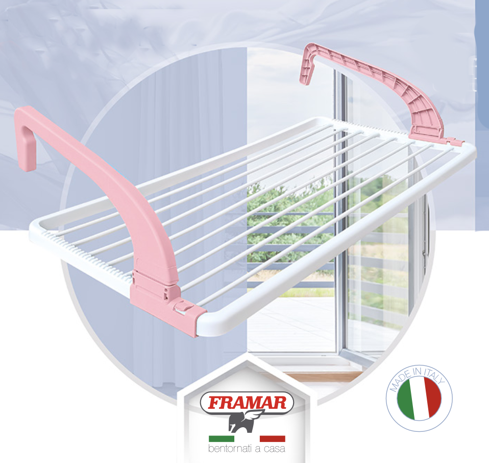 Framar Open Air Plastic Hanging Clothes Drying Rack - 11 Meters, White
