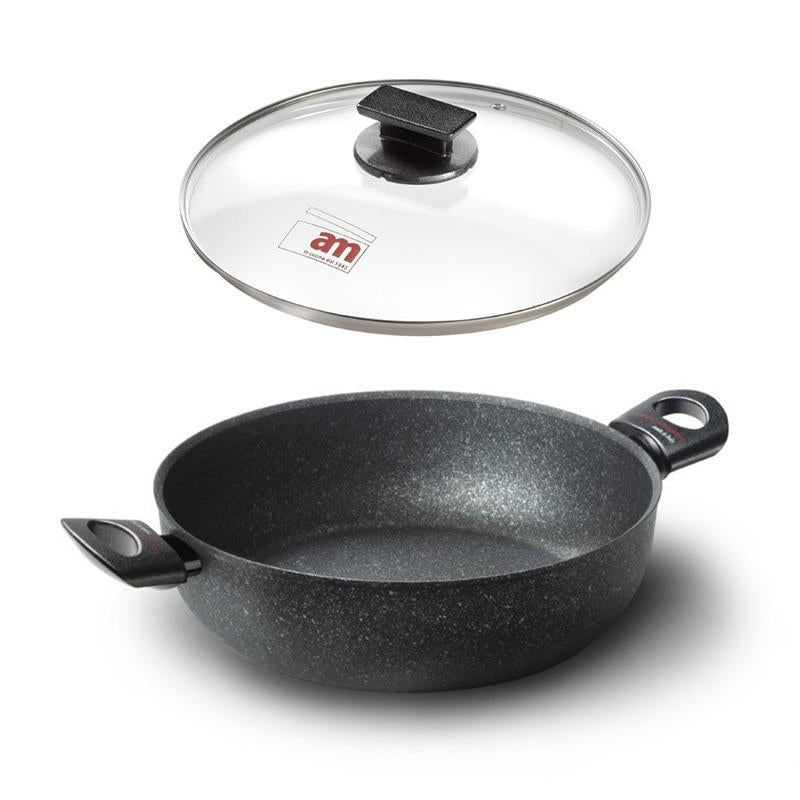 Accademia Diamante Di Luna Rotisserie with 2 Handles & Glass Lid - 28 or 32cm
