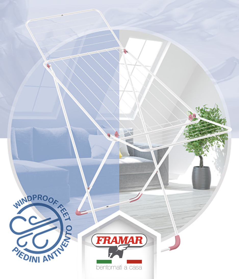 Framar Levante Top Clothes Drying Rack - 20 meters, White