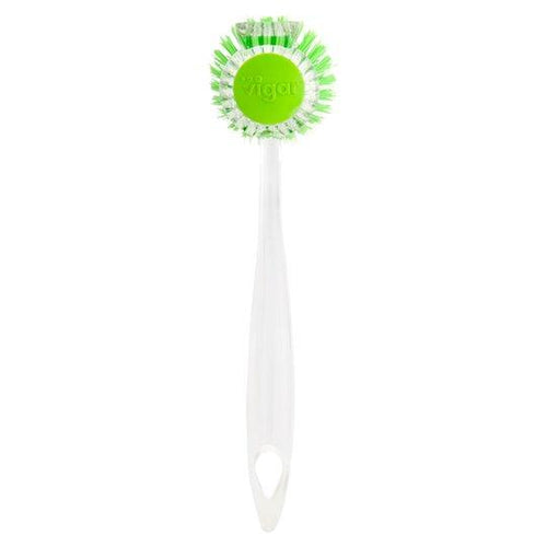 Vigar Stylish Dish Brush with Scraper - Green & Transparent