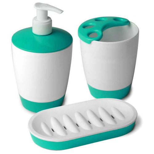 Tatay Crystal Set of 3 Bathroom Accessories - Liquid Soap Dispenser, Soap Dish & Toothbrush Holder