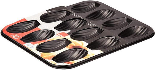Ibili Madeleine Pan with 12 cups, 24 x 21 x 1.4cm, Steel - Black