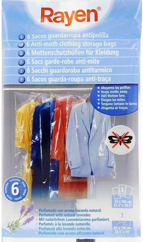 Rayen 6 Anti-Moth Clothing Storage Bags with Natural Lavender Scent