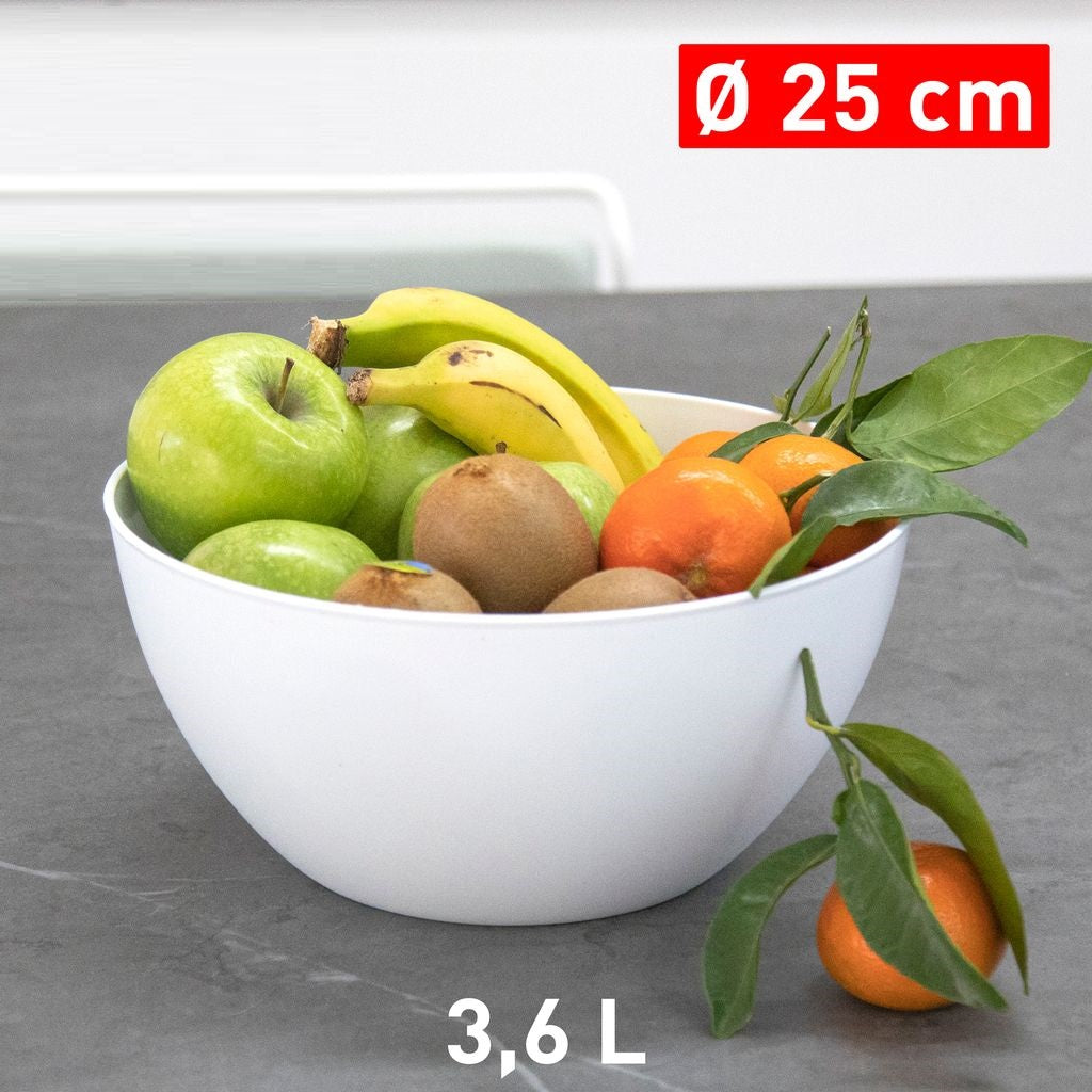 Plastic Forte Serving Bowl for Fruits 25cm, 3.6L, White