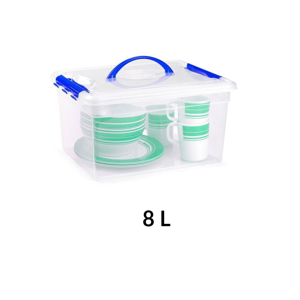 Plastic Forte Plastic Box with Closing Clips & Handle - 8L